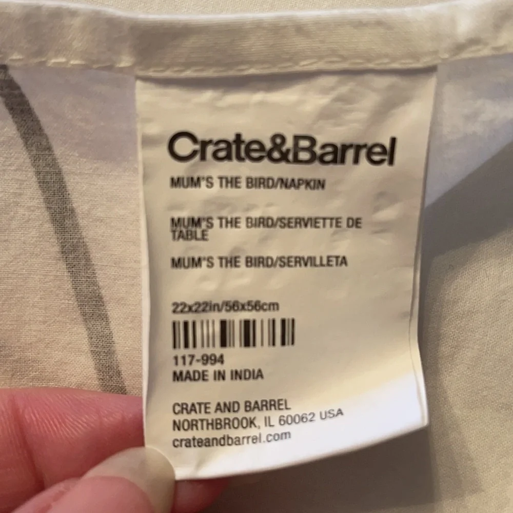 Crate & Barrel Mum’s the Bird Napkins